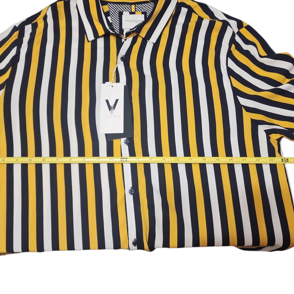 Striped Yellow and Black Men's Shirt - Picture 3 of 6